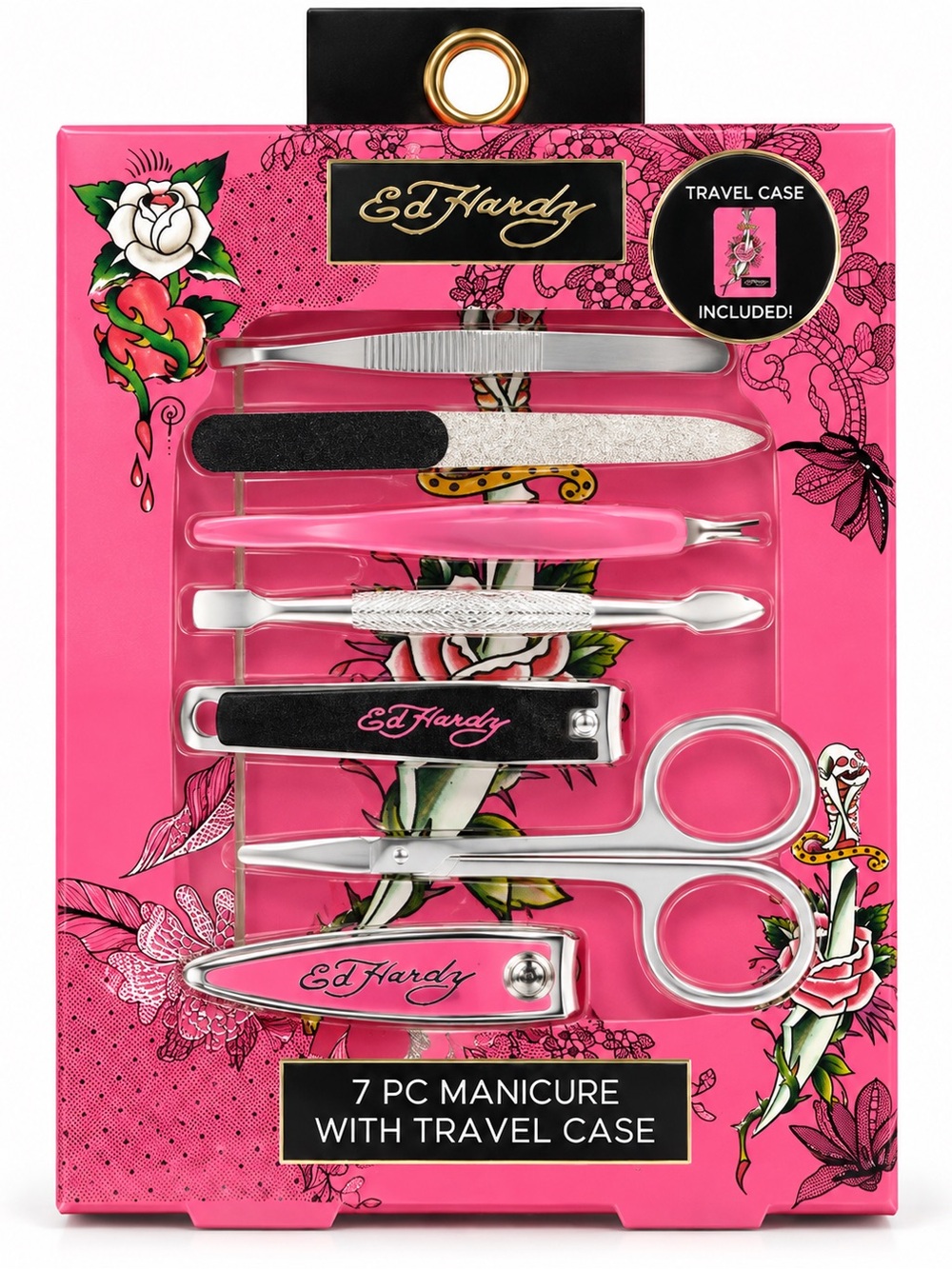 Ed Hardy 7 Piece Manicure Set with Travel Case